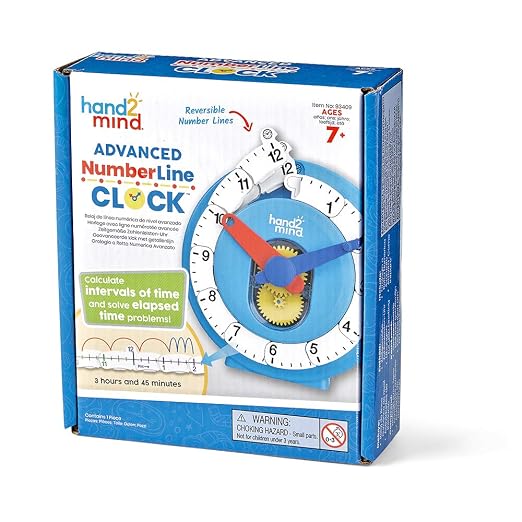 hand2mind Advanced NumberLine Clock, Learn to Tell Time, Analog Clock