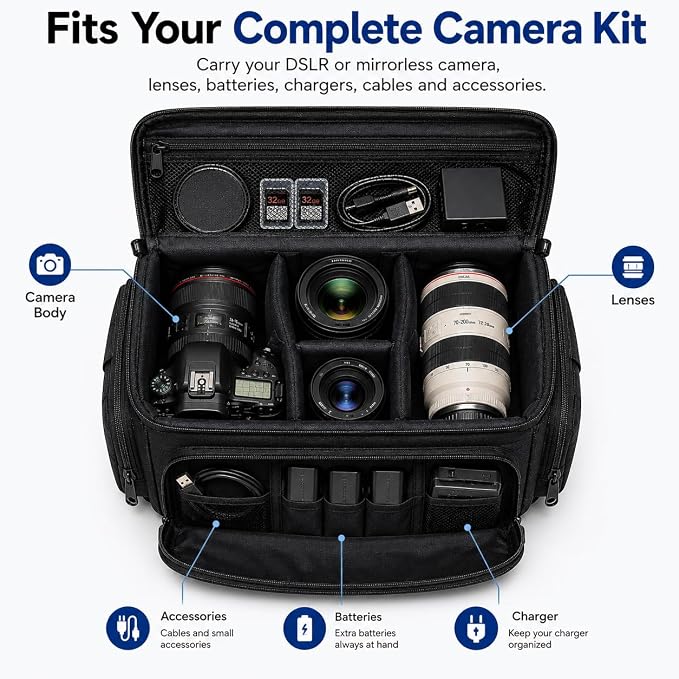 eCostConnection Extra Large Camera Bag Fully Padded Gadget Case