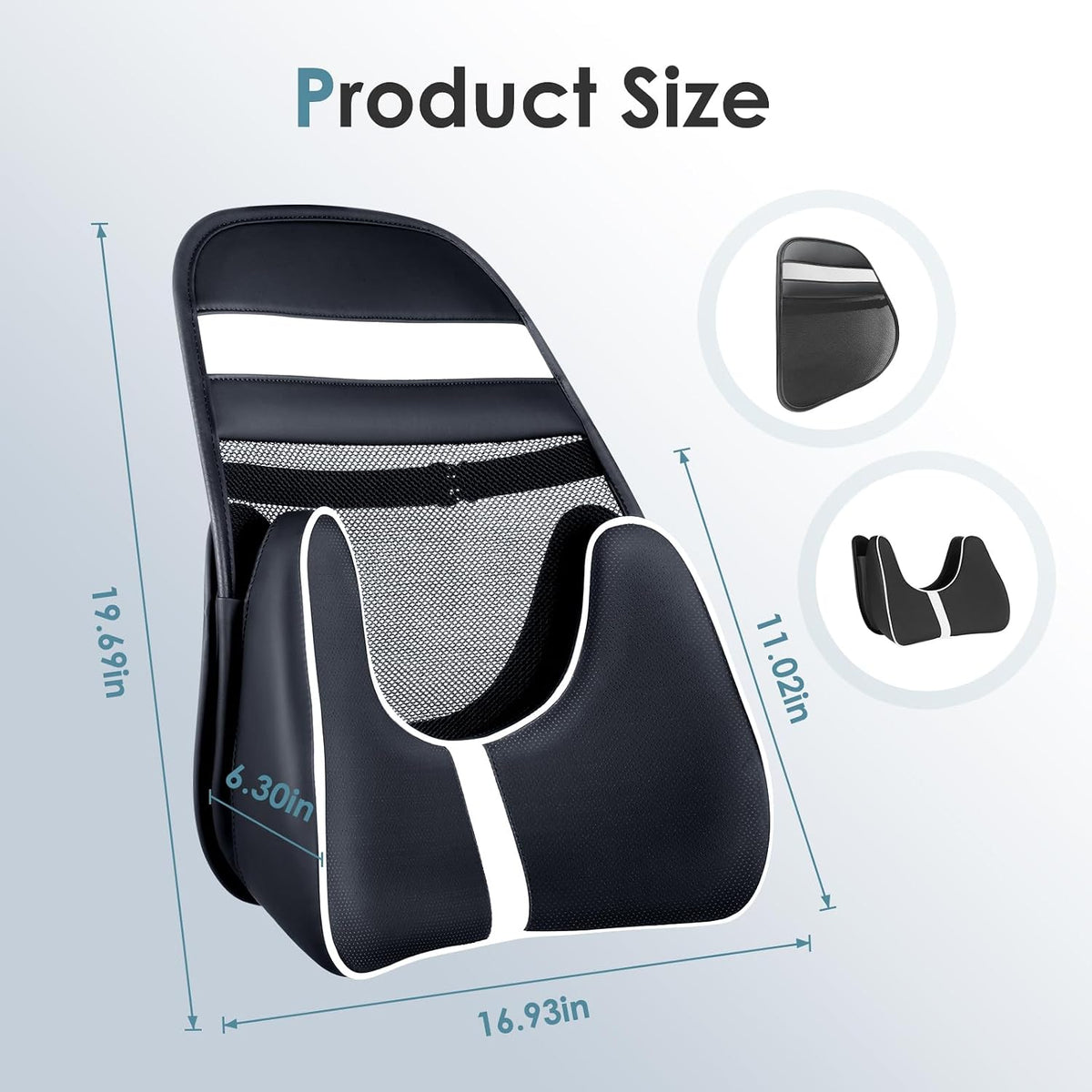 FLORICH Double Layer Breathable Mesh Lumbar Support Ergonomic Leather Lumbar Support Pillow with 3D Mesh Back Support and Adjustable Strap for CarSeat & Office Chair