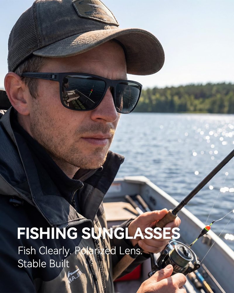 QALLY Polarized Sunglasses Men, Mens Sunglasses Polarized UV protection Lightweight Sun Glasses for Driving Fishing Golf