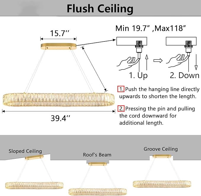 HAIXIANG LED Long Chandeliers for Dining Table Modern Chandelier Dimmable