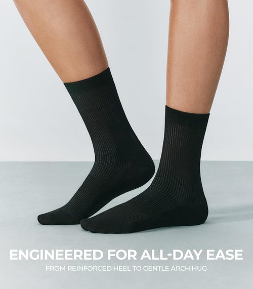 FITRELL Women's Bamboo Rayon Dress Socks - Thin, Breathable Calf Crew | 5 Pairs for Casual Wear