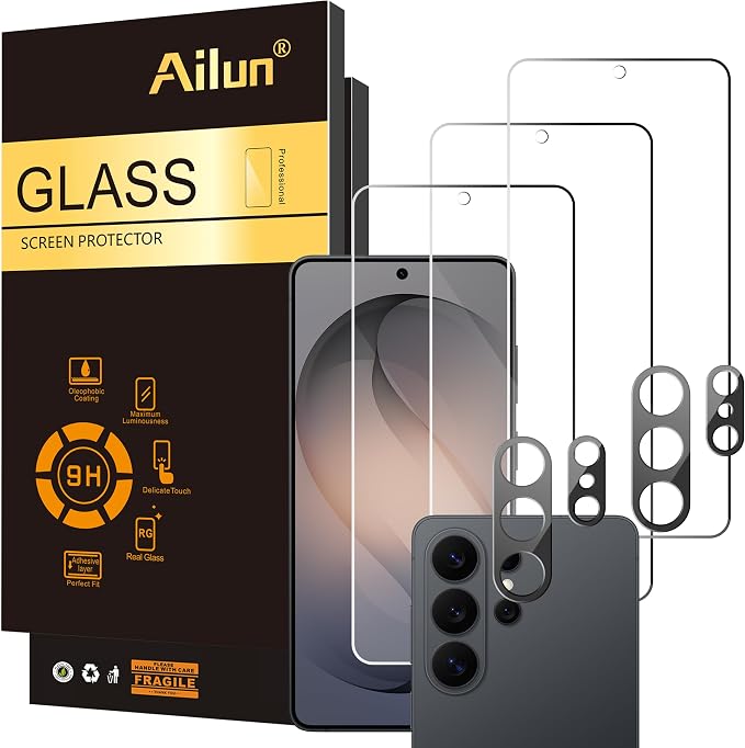 Ailun Glass Screen Protector for Galaxy S26 Ultra 3Pack + 2Pack Camera Lens