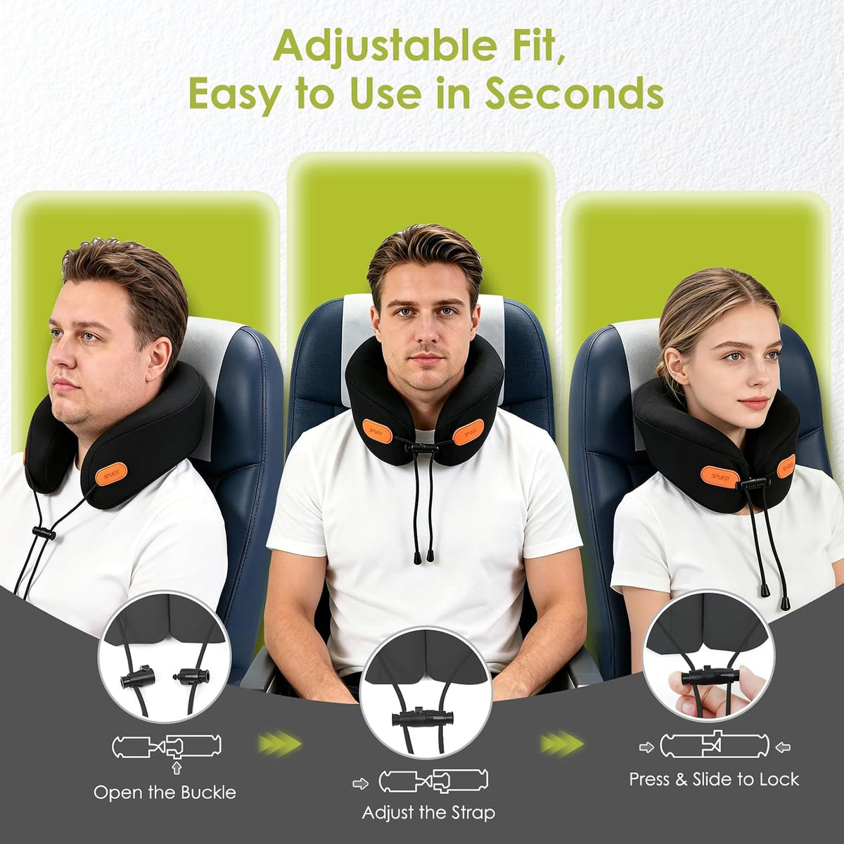 Premium Travel Pillow for Airplanes, Ergonomic Neck Pillow for Long Flights | 100% Pure Memory Foam Travel Neck Pillow with 360° Neck & Chin Support, U-Shaped Airplane Pillow, Petal-Shaped Support
