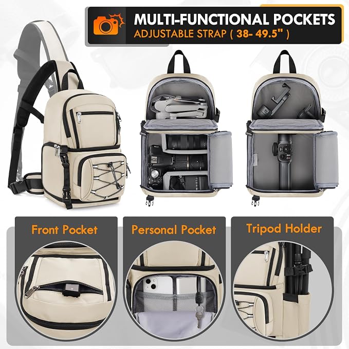 RAINSMORE Camera Bag, DSLR & Mirrorless Camera Sling Bag