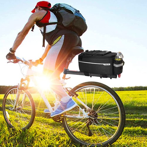 MOSISO Bike Rack Bag, Waterproof Bike Trunk Cooler Pouch Insulated Bicycle Rear Seat Pouch Cycling Backseat Storage Cargo Luggage Saddle Shoulder Bag, Black