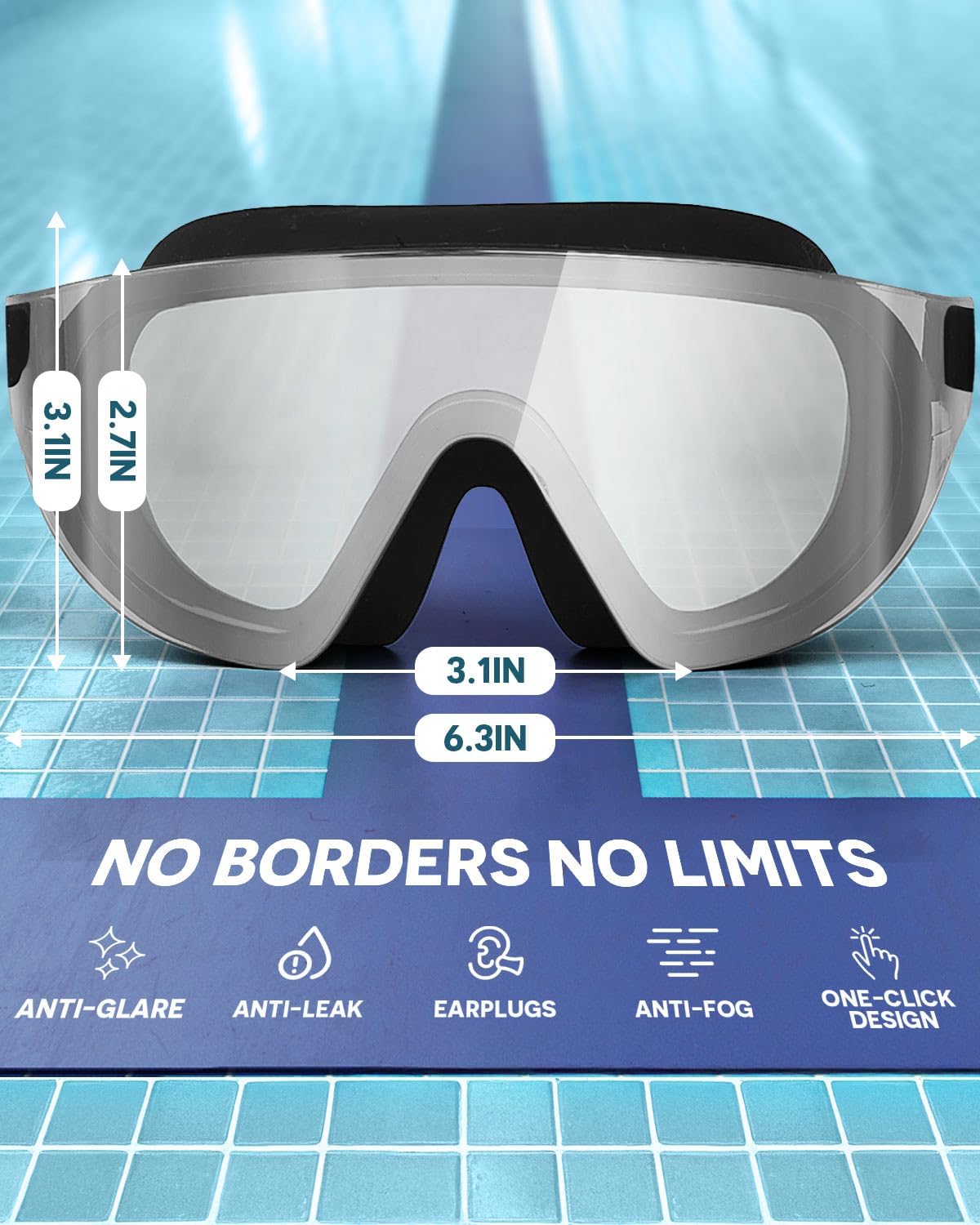 Zoomsnail Swim Goggles - Rimless Wide View Anti-Fog Pool Goggles for Adults | 2 Pack, UV Protection