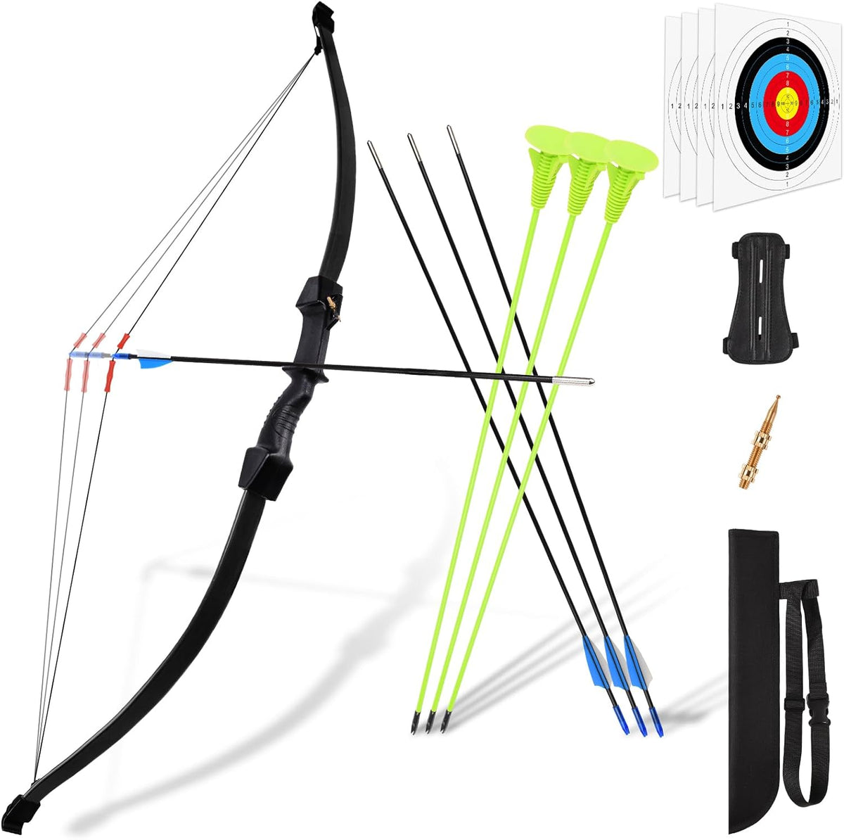 Skiennix Kids Bow and Arrow Set - 45" Longbow Archery Kit for Ages 8-14 | Perfect Gift for Beginner Archers