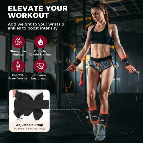 BAGAIL Ankle Wrist Weights for Women & Men, One Pair of 1/2/4/6/8/10 LBS Wearable Leg Arm Weights with Sleek Design & Secure Fit for Walking, Running, Pilates, Home Fitness & Physical Therapy - 4lb, Black