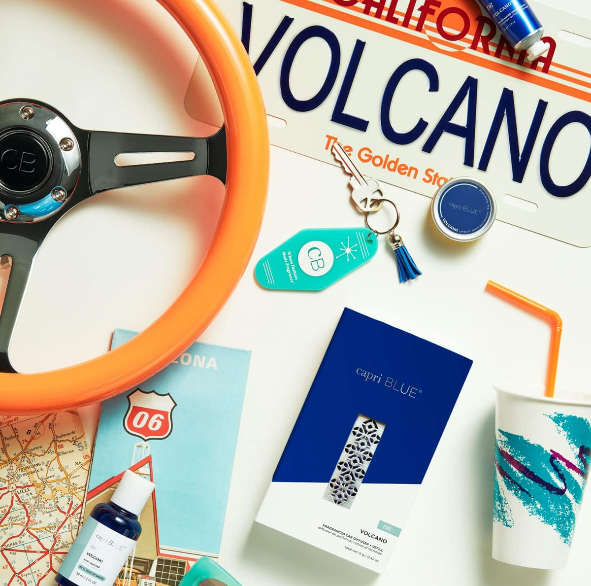 Capri Blue Volcano Fragranced Car Diffuser with Refills - Volcano Car Air Freshener Diffuser - Includes Tropical Fruit Scented Refills