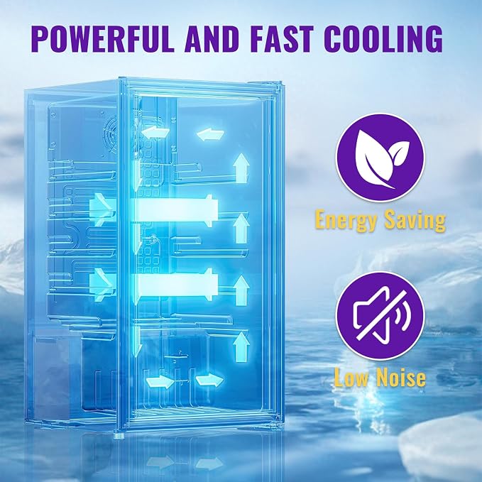 3.5 Cu.ft Beverage Refrigerator & Mini Cooler with LED Touch Panel 125 Can Small Beer Fridge with Glass Door for Wine Soda Juice Clear Front Removable Shelves for Home Office Bar