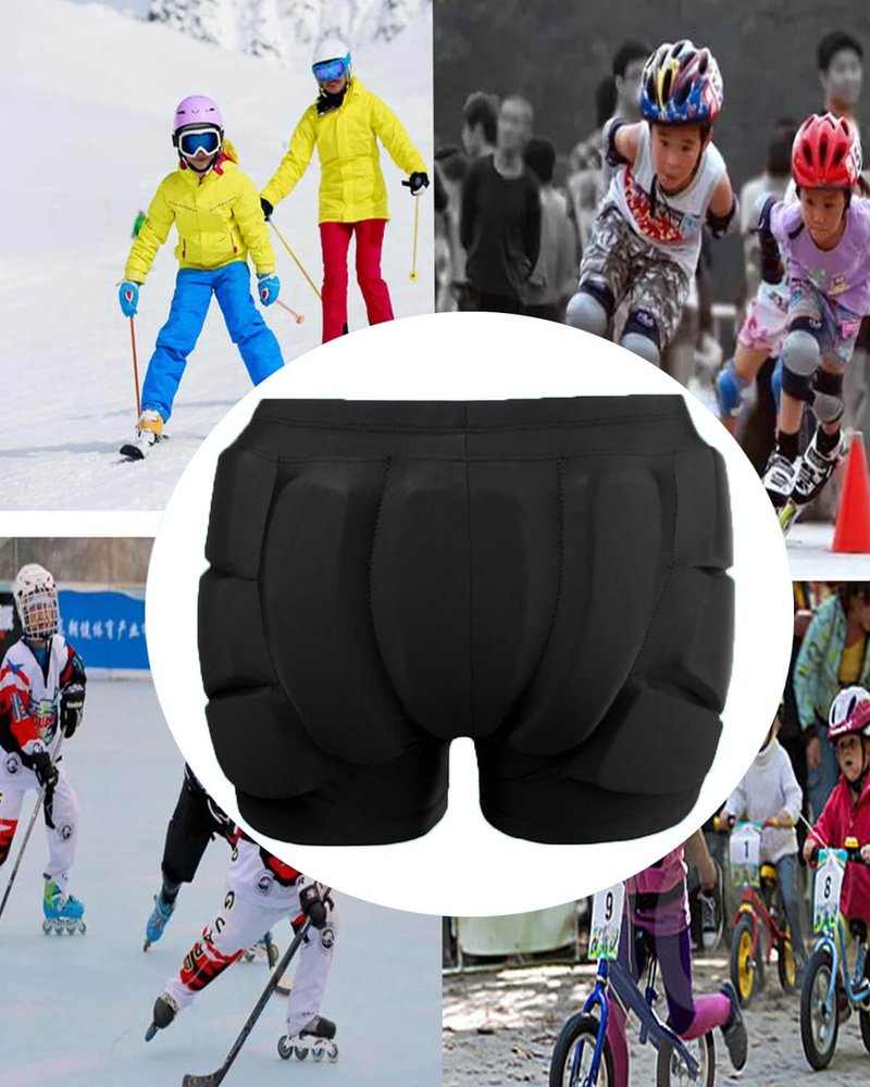 Reomoto Kids Hip Protection Pads Shorts Skiing Skating Snowboard Hip Protection Pads for Teenagers (Black, XL)