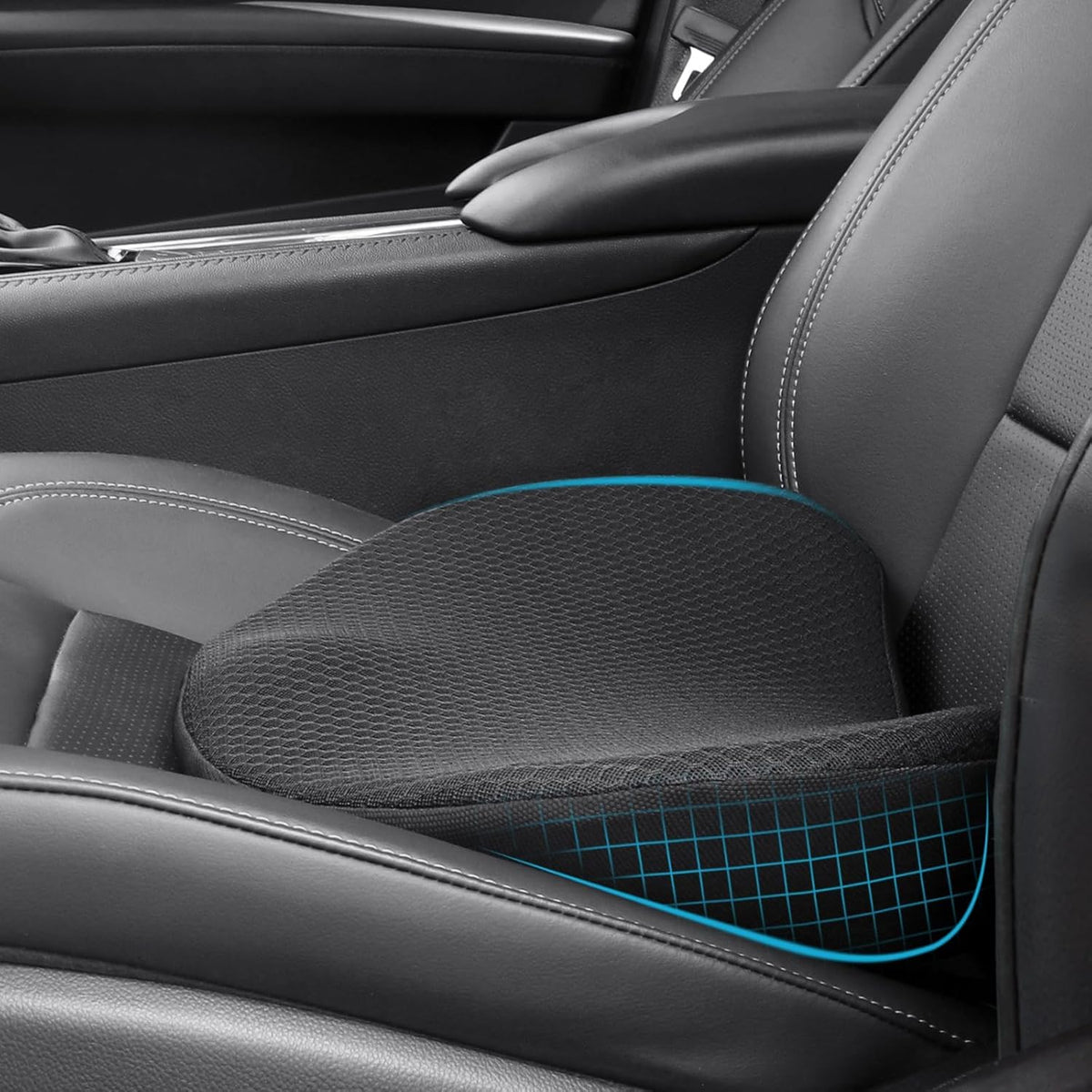 2 in 1 Car Seat Cushion Lumbar Pillow - Comfort Memory Foam Seat Cushion for Driving, Office - Sciatica-Back Pain Relief, Car Cushion for Car, Truck, Office, Wheelchair (Grey)