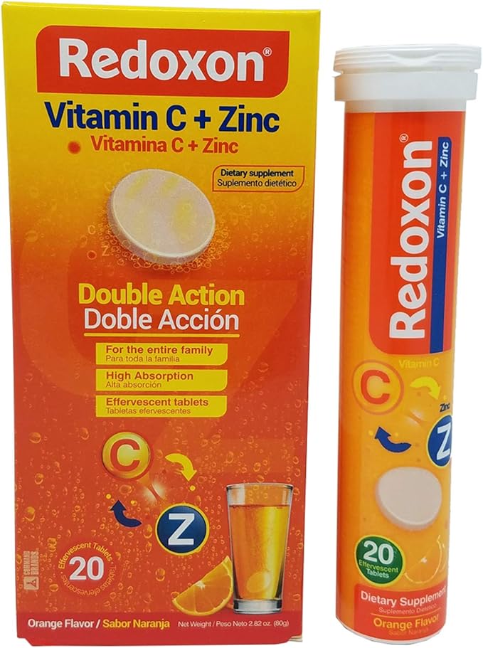Redoxon Orange Effervescent Vitamin C with Con Zinc, 20 Tablets (6 Pack) 20 Count