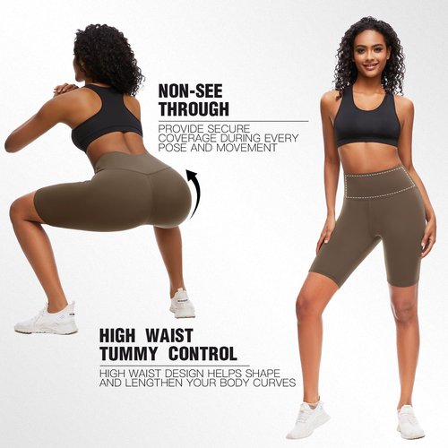 FULLSOFT High Waisted Biker Shorts for Women - Tummy Control Yoga & Workout Shorts | 8-Inch Length