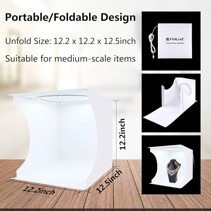 PULUZ 30cm Ring Light Photo Studio Light Box, Adjustable Portable Photography