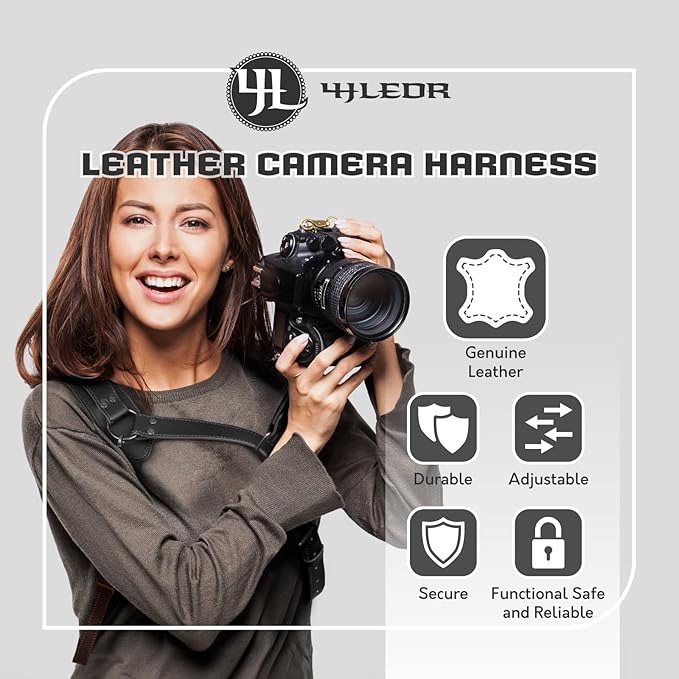 Leather Camera Harness for 1 Camera, Single Camera Strap for Photographers