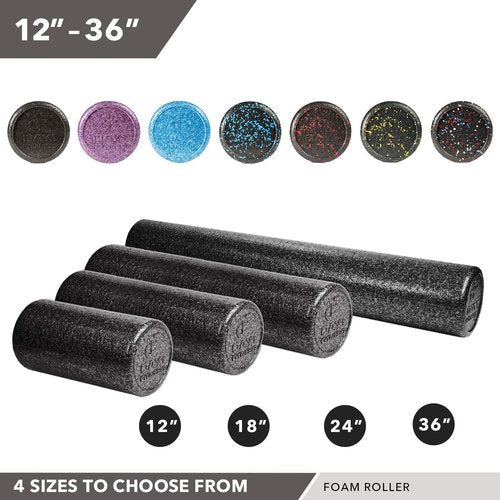 Day 1 Fitness Muscle Foam Roller - High Density Sports Massage for Deep Tissue Relief | Speckled Red, 12”