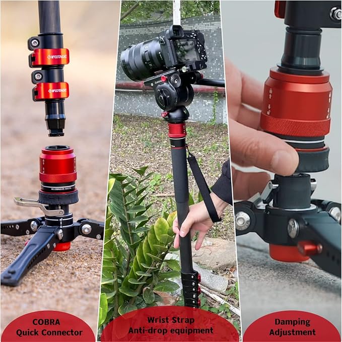 IFOOTAGE Cobra 3 Monopod with Fluid Head, Professional Portable Travel Monopod