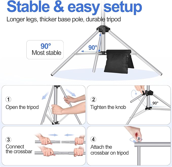 EMART Backdrop Stand 10x8.5ft Photo Studio Adjustable Background Stand Support