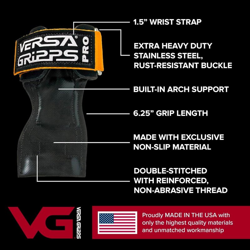 Versa Gripps Pro, Made in USA, Wrist Straps for Weightlifting Alternative, Best Training Accessory, XS, Black