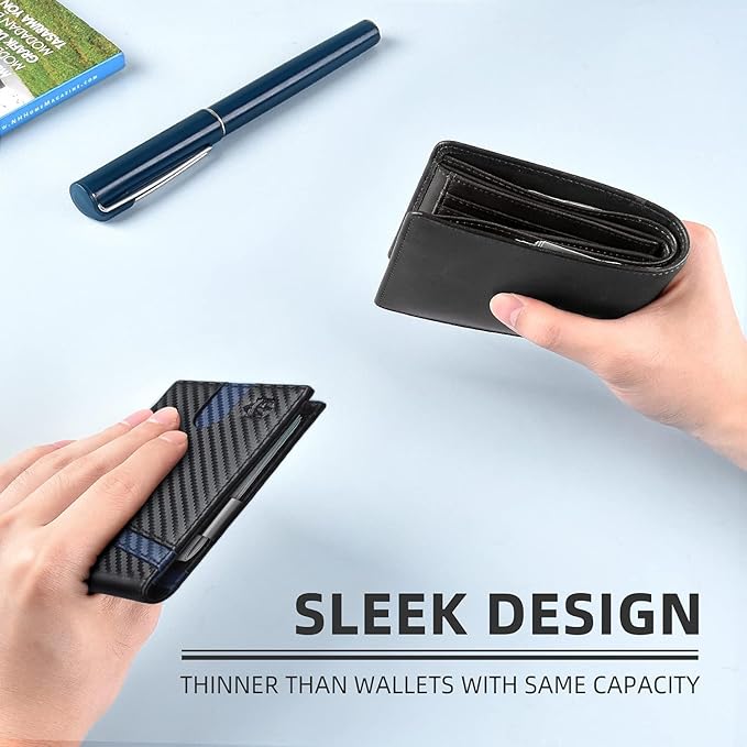 Zitahli Money Clip Wallets for Men,Slim Bifold Wallet 10-12 Cards, Mens Leather Wallet with ID Window,RFID Blocking Thin Minimalist Credit Card Holder,Gifts for Him