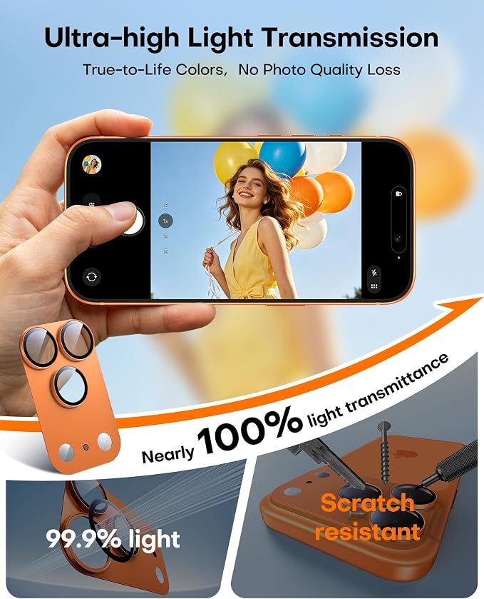 TAURI 2 Pack for iPhone 17 Pro Max Camera Lens Protector, Full Coverage