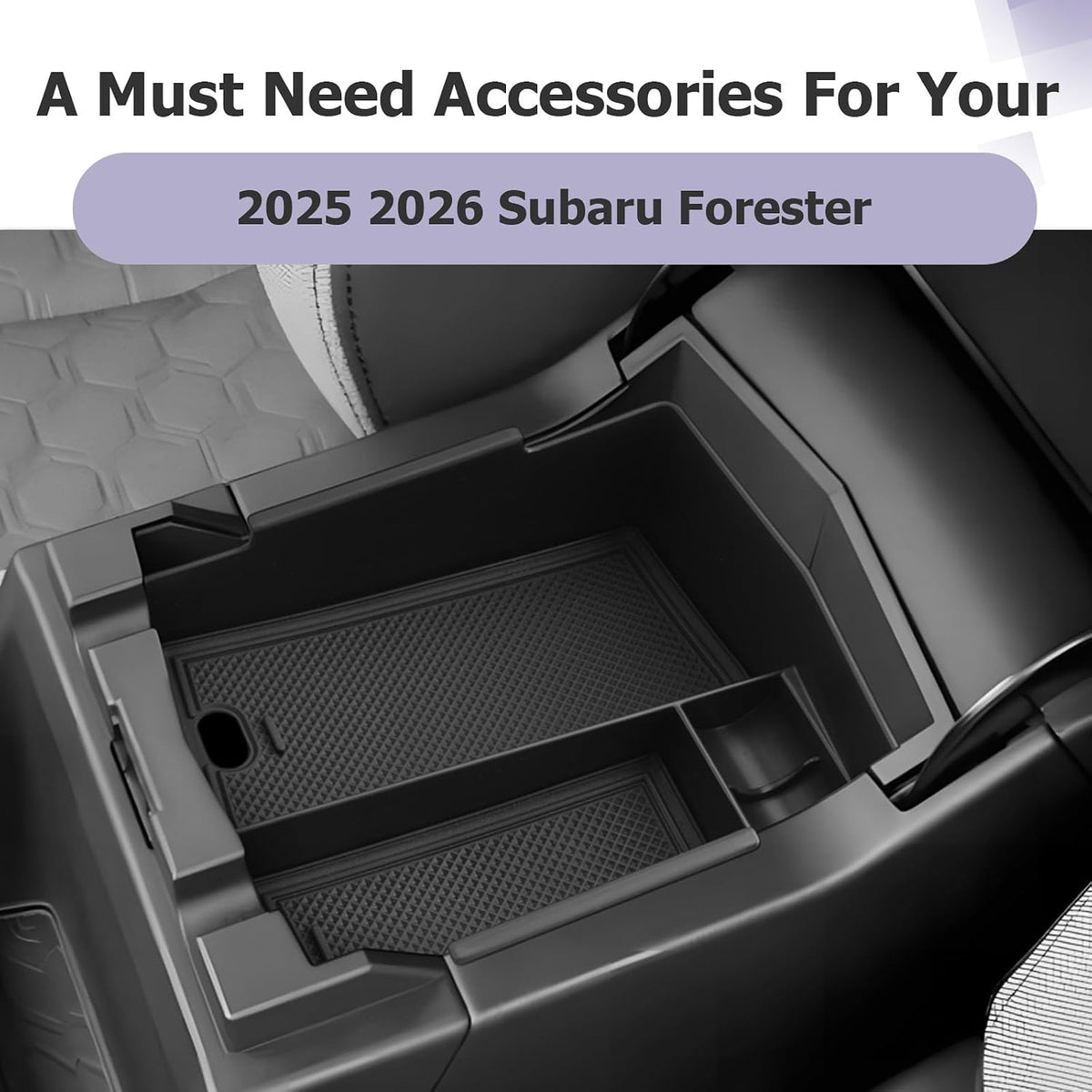 LUWU for 2025 Subaru Forester Accessories for 2025 Forester Base/Sport/Limited Armrest Console Secondary Storage Box Insert Tray ABS Material Black (Not for 2026 Touring/Wilderness/Premium)