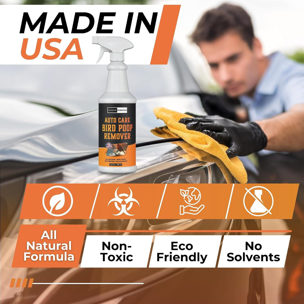 Bird Poop Remover for Cars (32oz) – Fast Acting Heavy Duty Spray for Bird Droppings, Safe on Paint, Glass & Clear Coat, Made in USA