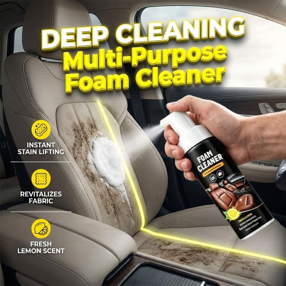 4-in-1 Multi-Enzyme Foam Cleaner, 2026 New Multipurpose Foam Cleaner Leather Car Seat for Car Interior, All-Purpose Deep Cleaning Foaming Spray Cleaners for Sofa Bathroom Kitchen and Surfaces (1)