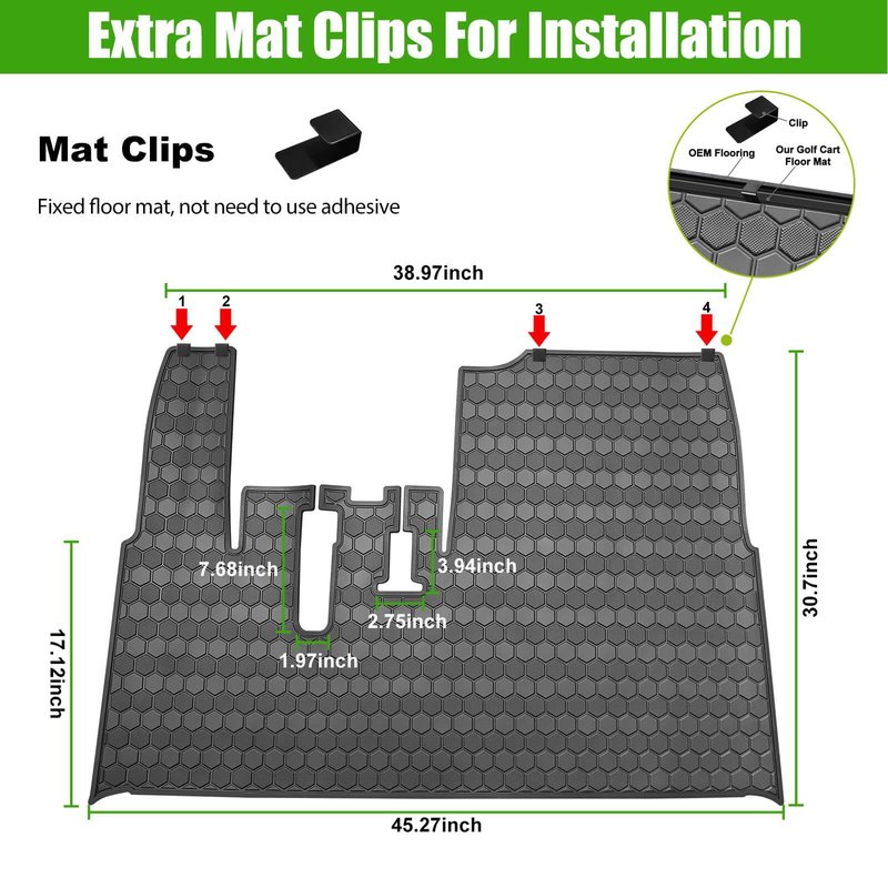Yamaha Drive G29 Golf Cart Full Coverage Floor Liner Mat, Only Fits Yamaha Drive (Gen1), G29, YDR, Adventurer (2007-2016), Upgraded Non-Slip, 8MM Thick Rubber Floor Mats, Black Trim
