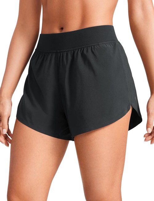 CRZ YOGA Mid Waisted Running Shorts for Women - Comfy Mesh Liner, Quick Dry, Perfect for Gym & Track