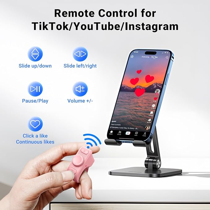 Remote Scrolling Ring for Tiktok, Page Turner for Kindle App, Tablet-Light Pink