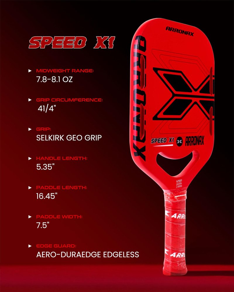 Pickleball Paddles, Carbon Fiber Pickleball Paddle with Paddles Cover, Aerodynamic Openpickleball Paddle, Pickle Ball Pellet Painted Edgeless Style (ARX1-Rose red)