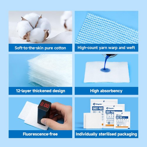 100Pcs Sterile Gauze Pads 4x4 Inch 12-Ply, 100% Cotton 4x4 Gauze Pads Highly Absorbent Gauze Sponges for Wound Care, Hospital-Grade Sterile Gauze First Aid & Surgical Dressing