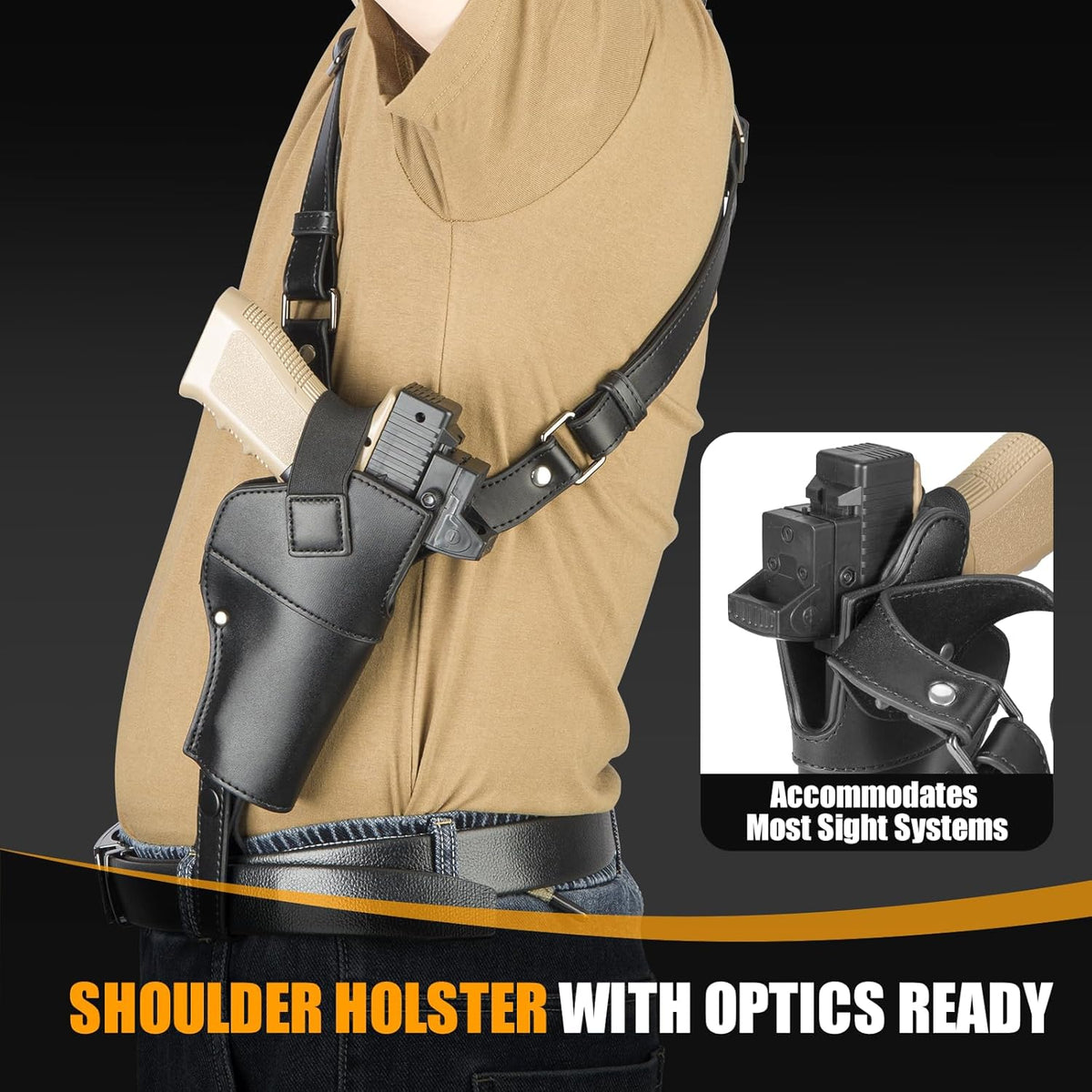 Yigerlee Adjustable Vertical Gun Holster - Soft Microfiber Leather Shoulder Holster for 1911, Glock 17/19, Beretta 92FS