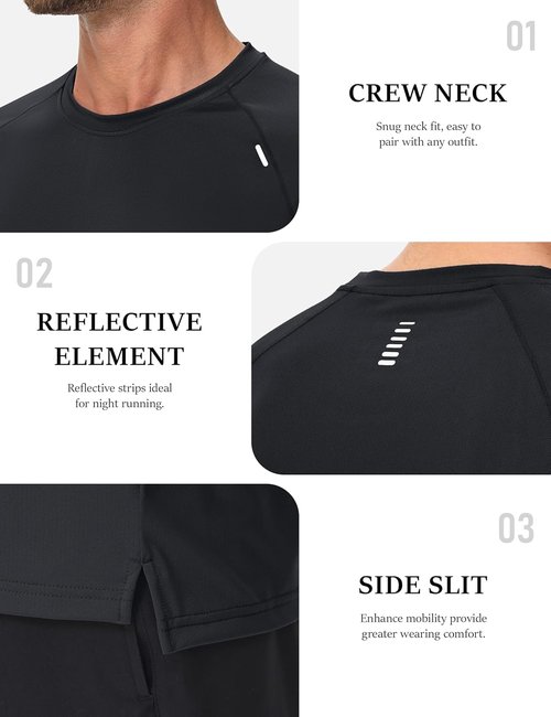 MAGCOMSEN Men's Dry Fit Athletic Shirt - Lightweight Mesh Short Sleeve for Performance & Hiking