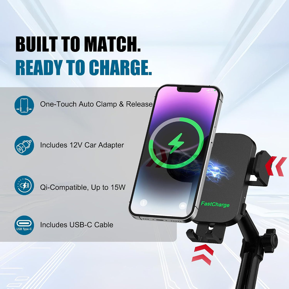 SAGRUILA 2-in-1 Cup Phone Holder for Car with up to 15W Wireless Charging