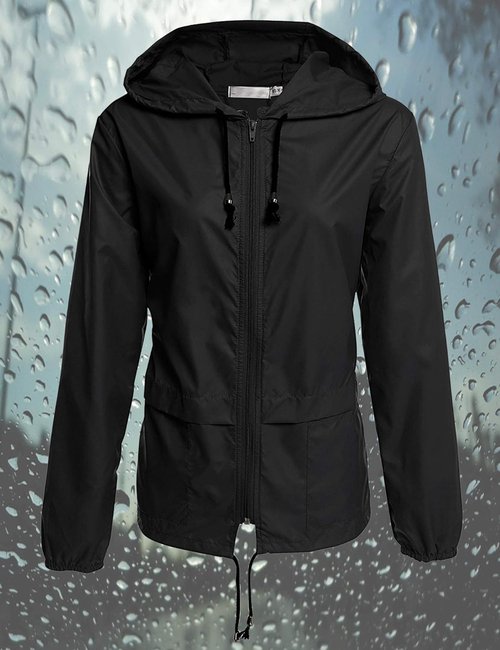 Avoogue Lightweight Waterproof Raincoat - Packable Hooded Windbreaker for Women