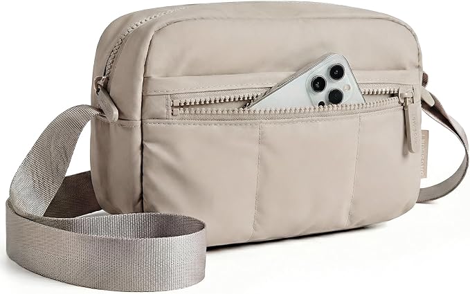 BAGSMART 2 in 1 Puffy Camera Sling Bag Small Camera Shoulder Bag
