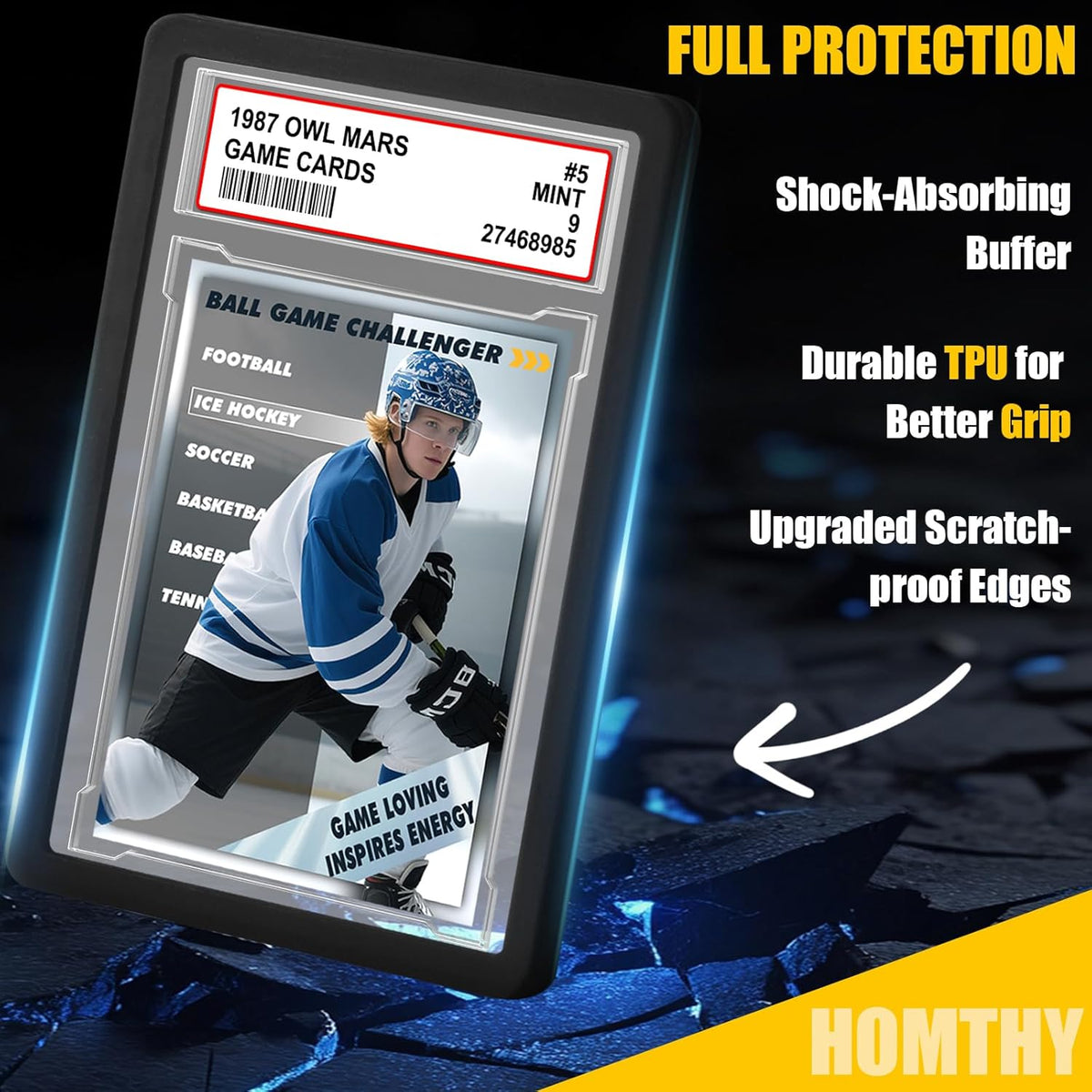 PSA Graded Card Slab Bumper Set - Durable TPU Protectors for Game, Sports & Trading Cards