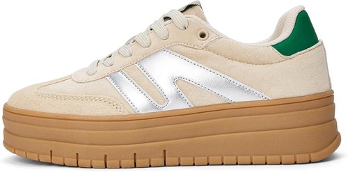Lucky Step Women's Platform Sneakers - Retro Style with Thick Rubber Sole | Casual Low Top Walking Shoes