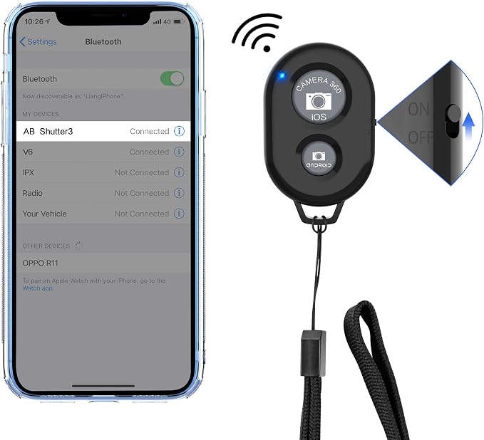 Wireless Camera Remote Shutter for Smartphones, zttopo Wireless Phone Camera