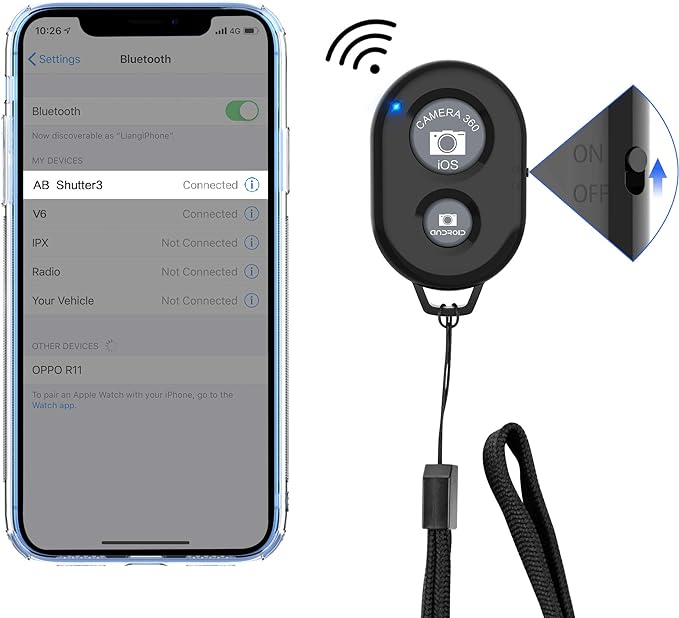 Wireless Camera Remote Shutter for Smartphones, zttopo Wireless Phone Camera
