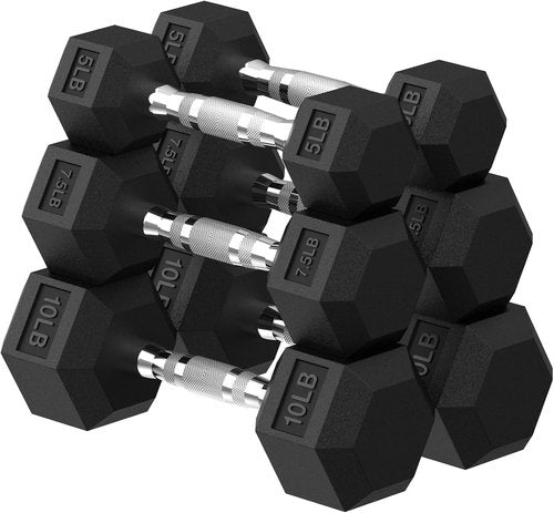 HANDBODE Hex Dumbbells Set - Rubber Encased 45-480 lb Hand Weights for Home Gym & Strength Training