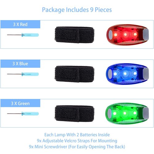 Awpeye 12 Pack Led Safety Light, Safety Light, High Visibility Strobe Running Lights Used for Bicycle, Walking Etc. Clip-On Running Lights Clip to Clothes Strap to Wrist, Bike Or Anywhere (Red)