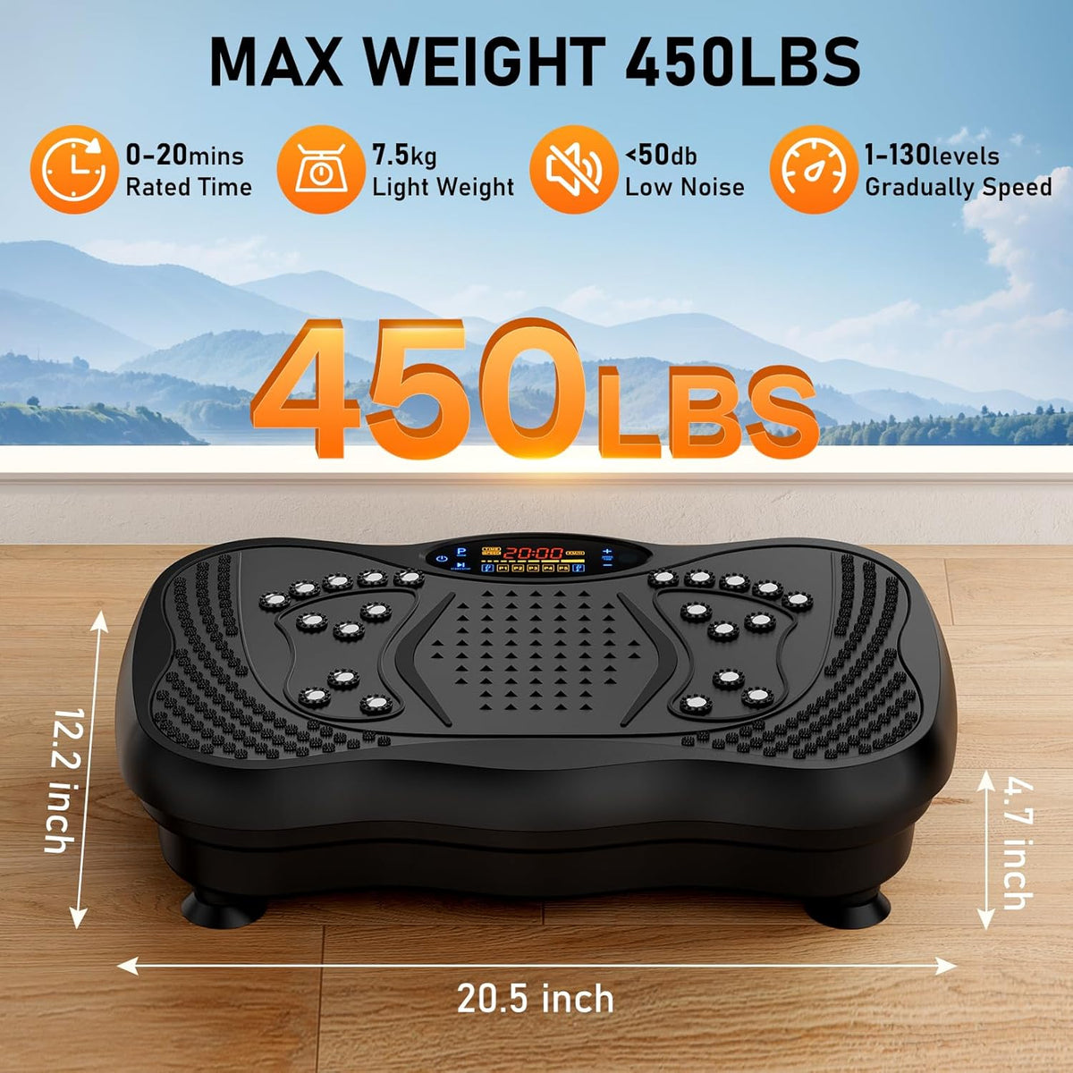 Skiennix Vibration Plate Exercise Machine - 130 Levels for Full Body Workout & Weight Loss | 450 Lbs Capacity with Resistance Bands & Bluetooth