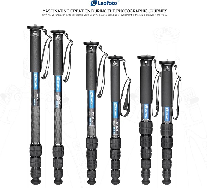 Leofoto MP-326C+VH-10S Monopod and Tilt Head Set, Carbon Fiber, VH-10S Monopod