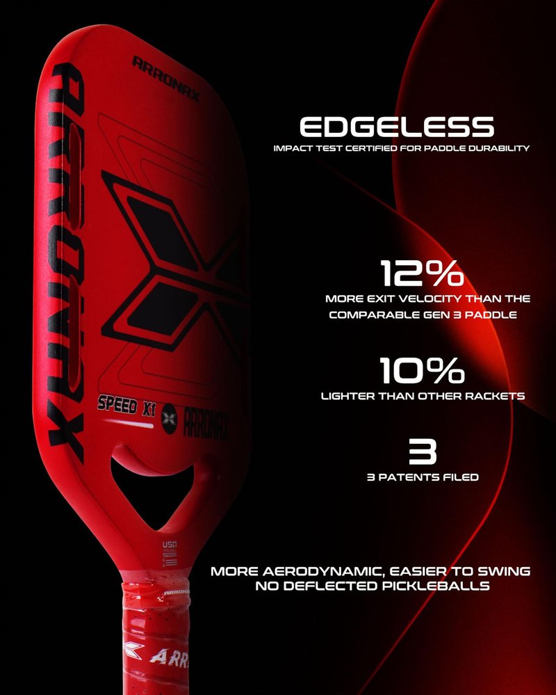 Pickleball Paddles, Carbon Fiber Pickleball Paddle with Paddles Cover, Aerodynamic Openpickleball Paddle, Pickle Ball Pellet Painted Edgeless Style (ARX1-Rose red)