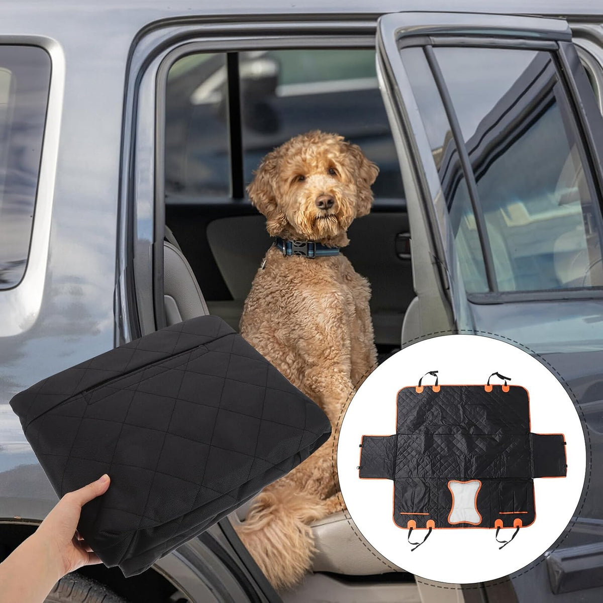 Dog Seat Cover for Car Backseat Waterproof Pet Mat with Non-Slip Back Seat Protector for Trucks and Suvs Sturdy for Dogs and Cats Travel